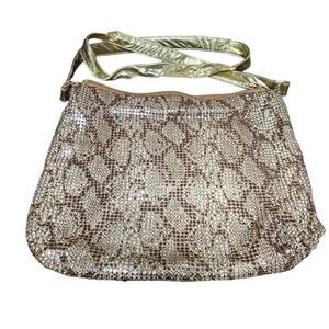 Vintage Shea Shea Gold and Cream Shimmer Metal Mesh Slouchy Shoulder Bag Purse